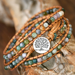 Natürliche indische Achat Perlen Wickelarmbänder&nbsp;WG093E5-01