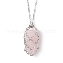 3 collier en macramé en acier inoxydable 304 pour pépites de pierres précieuses&nbsp;NJEW-JN05526