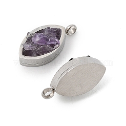 Anhänger aus natürlichem Pferdeauge aus 304 Edelstahl mit gemischten Steinsplittern&nbsp;KK-P300-13P