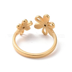 Anello polsino aperto a forma di fiore in acciaio inossidabile 304 con placcatura ionica (ip) per donna&nbsp;RJEW-D120-07G
