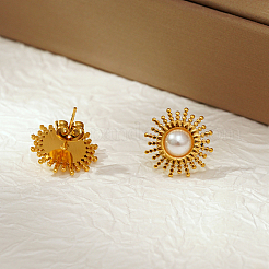 Boucles d'oreilles géométriques à tige en acier inoxydable 304 en forme de soleil&nbsp;NK4647