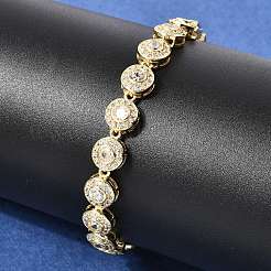 Messing-Gliederkettenarmbänder mit Mikropflaster und klarem Zirkonia für Damen&nbsp;BJEW-H639-03G