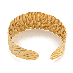 Bracelets manchettes texturés en acier inoxydable 304 plaqué ionique (IP) pour femmes&nbsp;BJEW-P331-01G