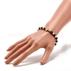 Bracciale elasticizzato con perline di zirconi a croce&nbsp;BJEW-JB07198