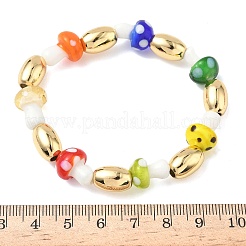 Stretch-Armbänder aus Messing und Bunte Malerei-Perlen für Damen&nbsp;BJEW-F515-05G