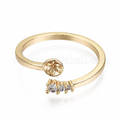 Messing Micro Pave klar Zirkonia Peg Bails Manschette Fingerring Einstellungen&nbsp;X-KK-T056-117G-NF