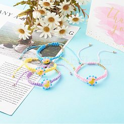 Bracelets de perles tressées en fil de nylon réglables pour enfant&nbsp;BJEW-JB06461