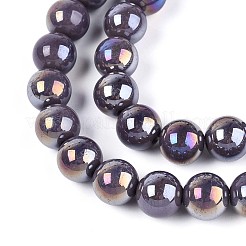 Chapelets de perles en verre opaque électrolytique&nbsp;LS-GLAA-T032-P10mm-AB15