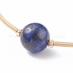 Perle naturelle et lapis-lazuli (teints) bracelet manchette enroulé avec perles rondes&nbsp;BJEW-JB07923-02
