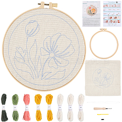 Starter kit per ricamo con punch a motivo floreale&nbsp;DIY-WH20007-743B