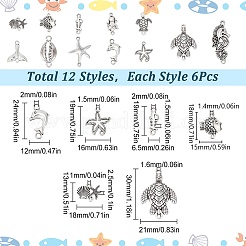 Fascini del connettore in lega di zinco di stile tibetano di 72pcs 12 stili&nbsp;TIBE-SC0001-77