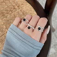 S925 offener Manschettenring aus Sterlingsilber für Damen&nbsp;RJEW-M164-03