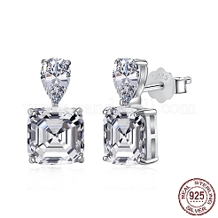 Rhodinierte 925 Ohrstecker aus Sterlingsilber mit Mikropavé-Kubikzirkonia für Damen&nbsp;EJEW-P231-96P