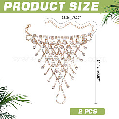 2 bracelet en laiton avec chaîne et strass&nbsp;BJEW-ME0001-01G