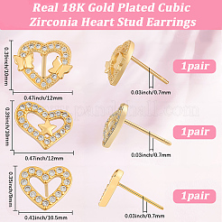 3 Paar 3 Stile Messing Micro Pave klare Zirkonia Ohrstecker für Frauen&nbsp;EJEW-BBC0002-10