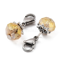 Galvanoplastie pendentifs en verre à facettes&nbsp;HJEW-TAC0004-13