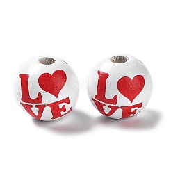 Bedruckte Holzperlen zum Thema Valentinstag&nbsp;WOOD-G017-02A