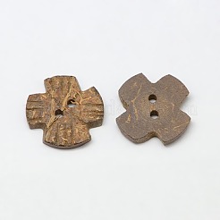 Accessoires de vêtement ethniques de boutons de couture de noix de coco d'accessoires en bois avec 2 trou&nbsp;COCO-O001-H01