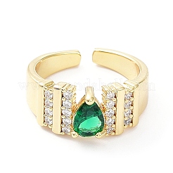 Anello polsino aperto a goccia con zirconi cubici&nbsp;RJEW-G287-03G-01