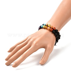 Bracelet de perles tressées en pierre de lave naturelle et mélange de pierres précieuses&nbsp;X1-BJEW-JB06961-01