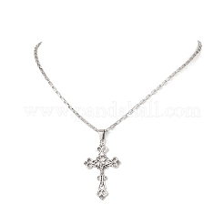 Tibetischen stil legierung religion jesus kreuz anhänger 304 edelstahl box kette halsketten&nbsp;NJEW-JN05418
