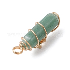 2 pz 2 stili avventurina verde naturale pendenti a punta doppia terminati&nbsp;PALLOY-JF03122-02