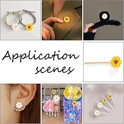 110 Stück 6 Stil Flatback Haar & Kostüm Accessoires Ornamente Scrapbook Verzierungen Resin Blume Daisy Cabochons&nbsp;CRES-FH0001-08
