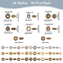 1200 stücke 24 stile legierung abstandshalterperlen&nbsp;TIBEB-PH0005-06