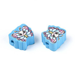 Bedruckte handgemachte Polymer Clay Perlen&nbsp;CLAY-T022-13