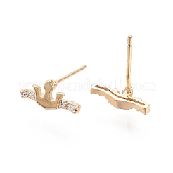 Klare Zirkonia-Kronen-Ohrstecker&nbsp;EJEW-G321-05G