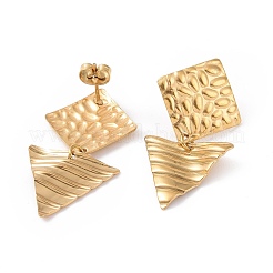 Pendientes colgantes de triángulo con rombo de acero inoxidable 304 para mujer&nbsp;EJEW-G328-16