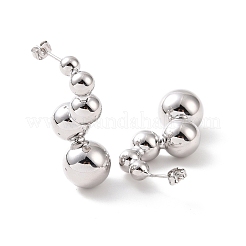 Boucles d'oreilles à clous torsadés en perles rondes en laiton pour femmes&nbsp;EJEW-G332-05P