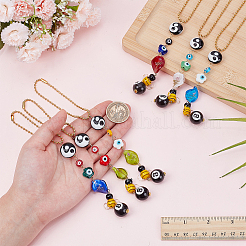 6 pz 6 stili fiore api perline fatte a mano in lampwork ornamento appeso&nbsp;HJEW-AR00016