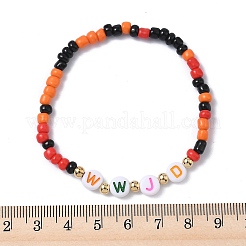WWJD (Was würde Jesus tun?) Stretch-Armbänder aus Acryl&nbsp;BJEW-K299-01