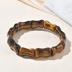 Stretch-Armbänder aus Bambus mit natürlichen Tigeraugenperlen für Damen und Herren&nbsp;BJEW-K304-01K