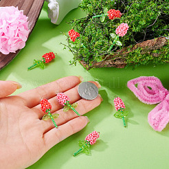 8 pendentif rose en perles de verre de 2 couleurs&nbsp;PALLOY-TA00352