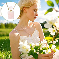 1 collier de flacon de parfum en quartz rose naturel&nbsp;NJEW-PH0001-37B-03