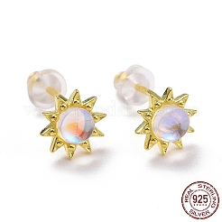 925 aretes de girasol de plata esterlina&nbsp;EJEW-M202-03G
