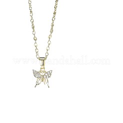 Ensembles de colliers et boucles d'oreilles papillon en laiton avec micro pavé de zircones cubiques pour femmes&nbsp;FS-WG90C37-01