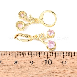 Ohrhänger aus kirschrotem Messing mit Mikropavé-Fassung aus Zirkonia&nbsp;EJEW-K324-01G