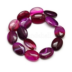 Chapelets de perle ovale en agate rayée naturelle/agate à bandes&nbsp;G-L175B-M