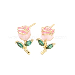 Valentinstag-Ohrstecker aus Messing mit Mikropavé-Fassung und klaren Zirkonia.&nbsp;EJEW-T051-01G