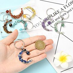 7 porte-clés en pierre mixte naturelle et synthétique&nbsp;KEYC-FS00049