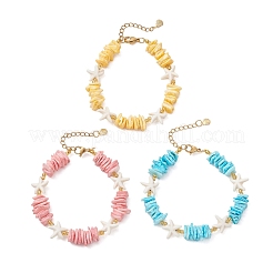 Bracelets en perles de turquoise synthétique et de coquillages naturels pour femmes&nbsp;BJEW-JB13585