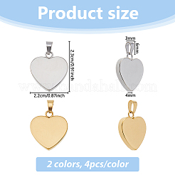 8 pz. 2 colori idea regalo per San Valentino per lui ciondoli con targhetta vuota stampata in acciaio inossidabile 304&nbsp;STAS-DC0017-11