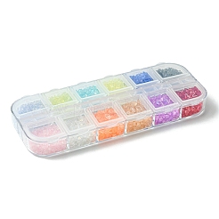 48 g 12 Farben transparentes galvanisiertes zerkleinertes Glashandwerk&nbsp;GLAA-FS0001-65
