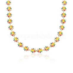 Cadenas de eslabones de flor de margarita de esmalte&nbsp;CHS-CJ0001-33