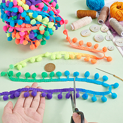Ruban de garniture de pompon en polyester couleur arc-en-ciel&nbsp;OCOR-PH0003-86