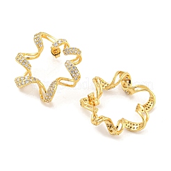 Orecchini a bottone con anello twist placcato in ottone con micro pavè di zirconi cubici&nbsp;EJEW-P240-17G