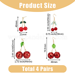 4 par de pendientes colgantes de cereza de espuma&nbsp;EJEW-FI0002-88